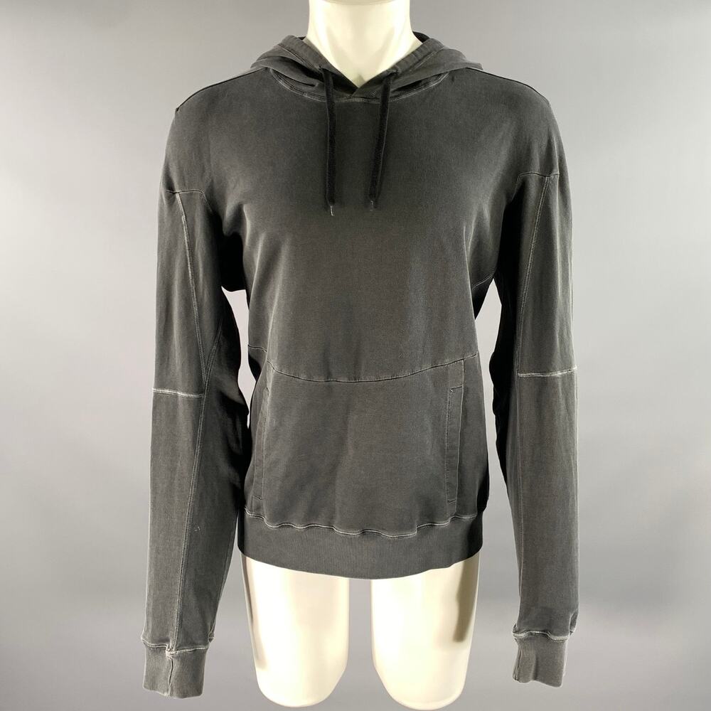 ACRONYM Size XL Grey Wash Cotton Hooded Sweatshirt